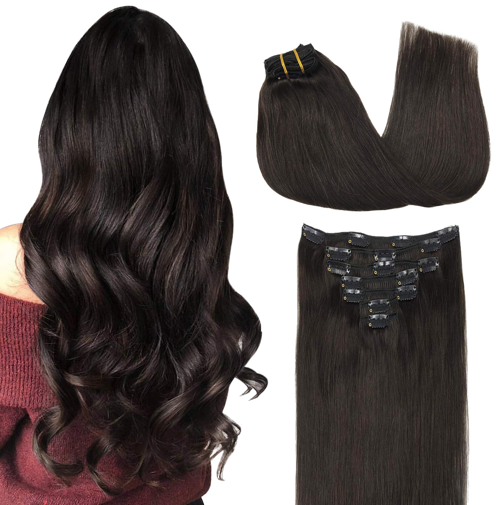 GOO GOO clip-in extensions real hair closeup for seamless blend and natural texture.