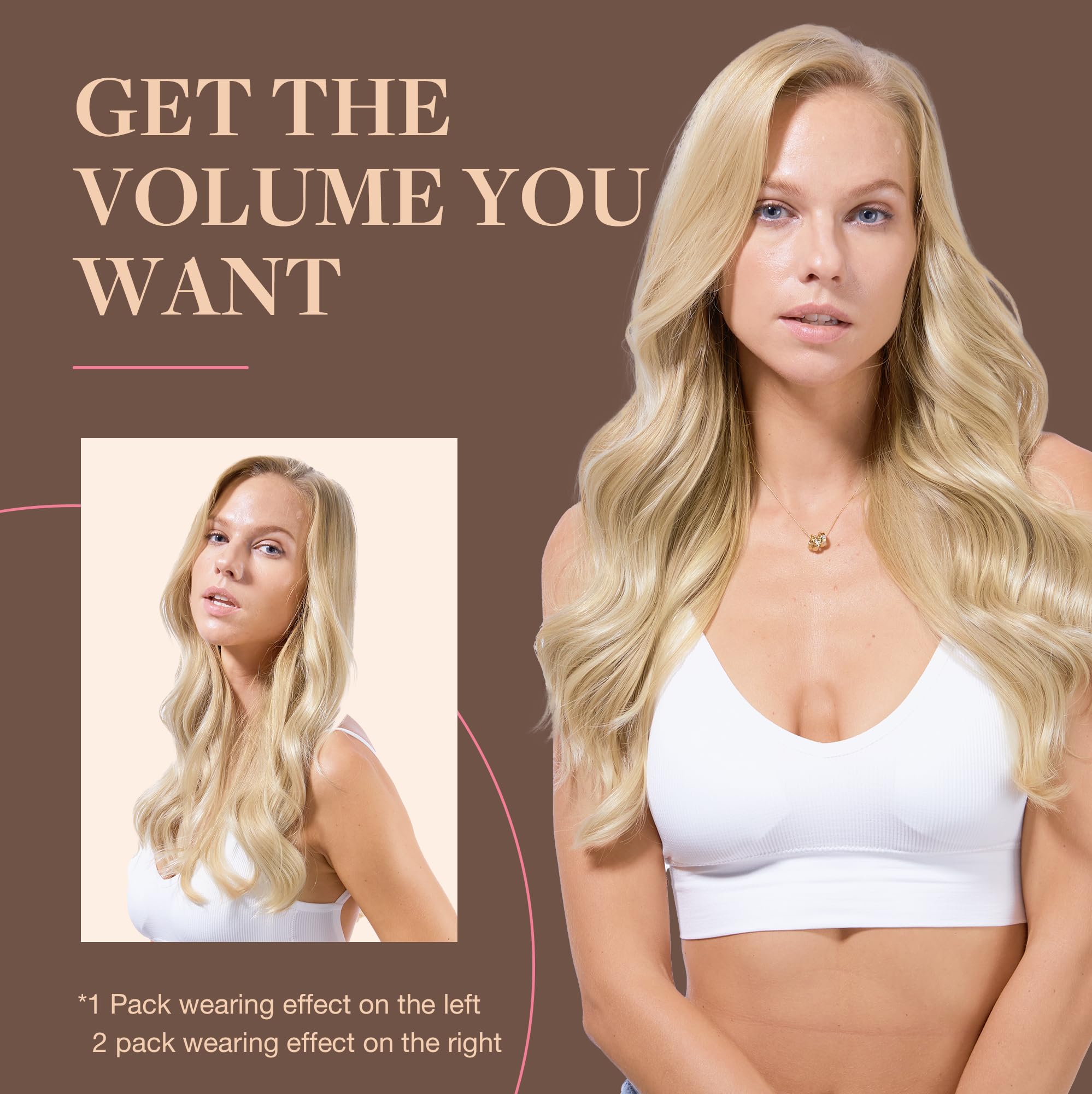 GOO GOO clip-in-hair-extensions 7-pcs kit laid out for full-bodied volume.