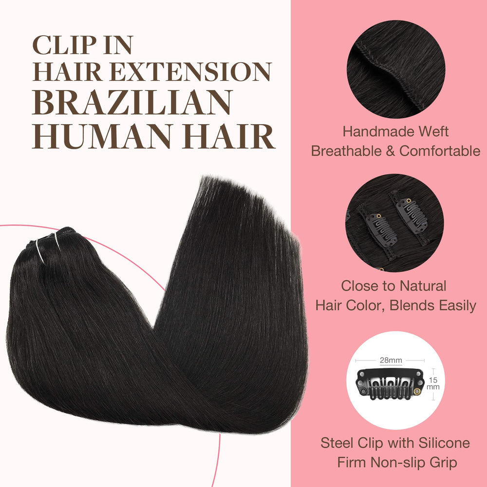 GOO GOO clip-in extensions with extra clips included for balanced styling.