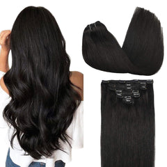 GOO GOO clip-in hair extensions close-up showing natural root blend for everyday wear.