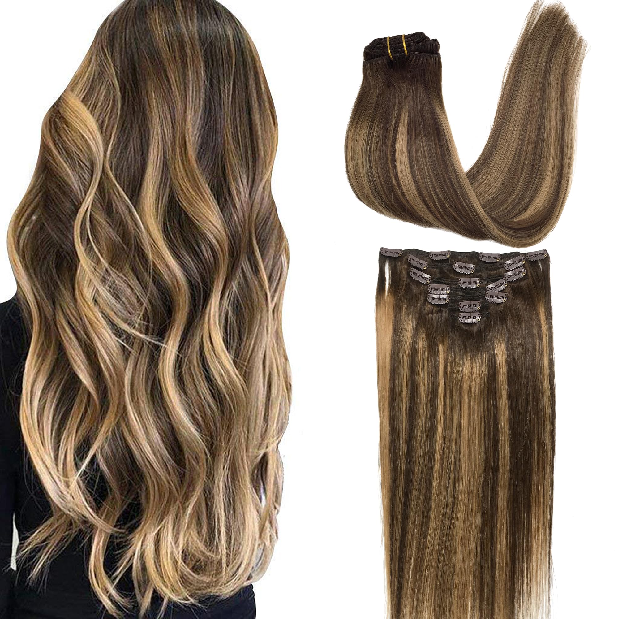 GOO GOO clip-in extensions close-up shows real hair for seamless day-to-night blend.