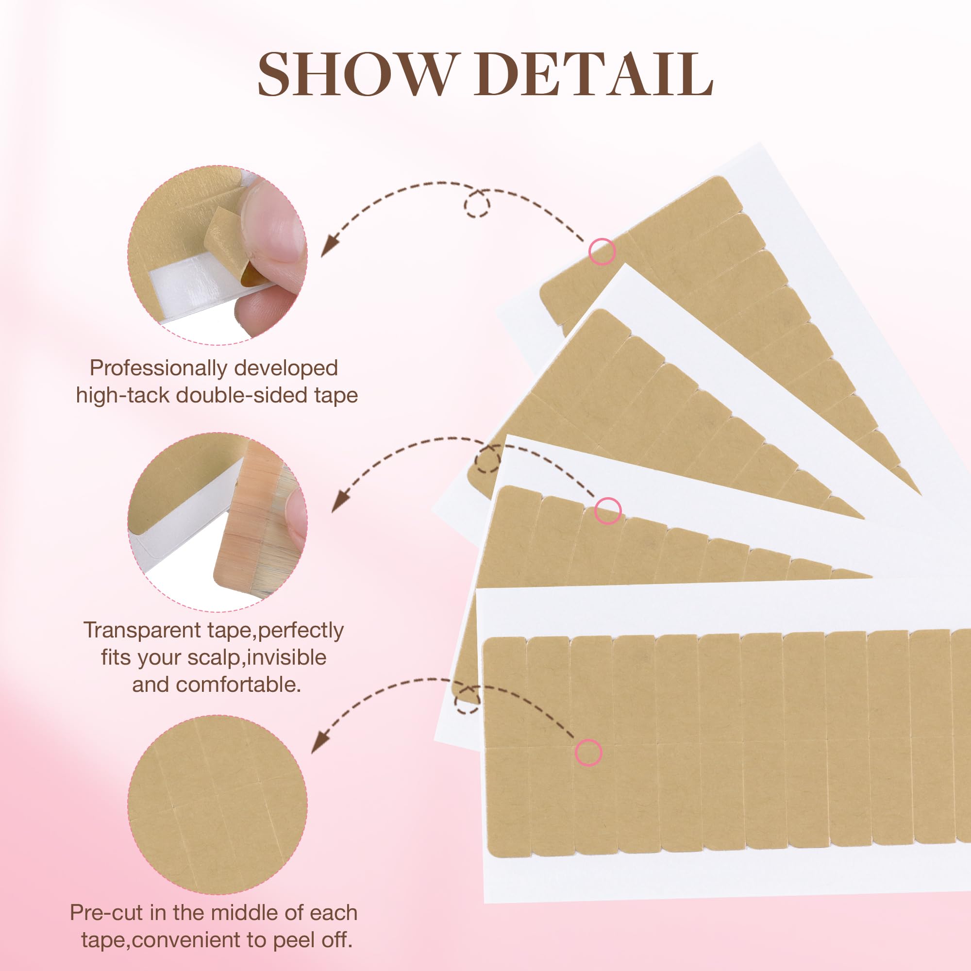 GOO GOO Hair Extension Tape pre-cut sheet ready for quick peel and stick.