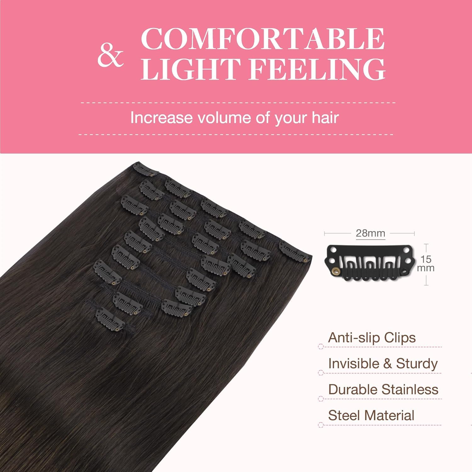 Goo Goo packaged clip-in hair extensions ready for styling and travel.