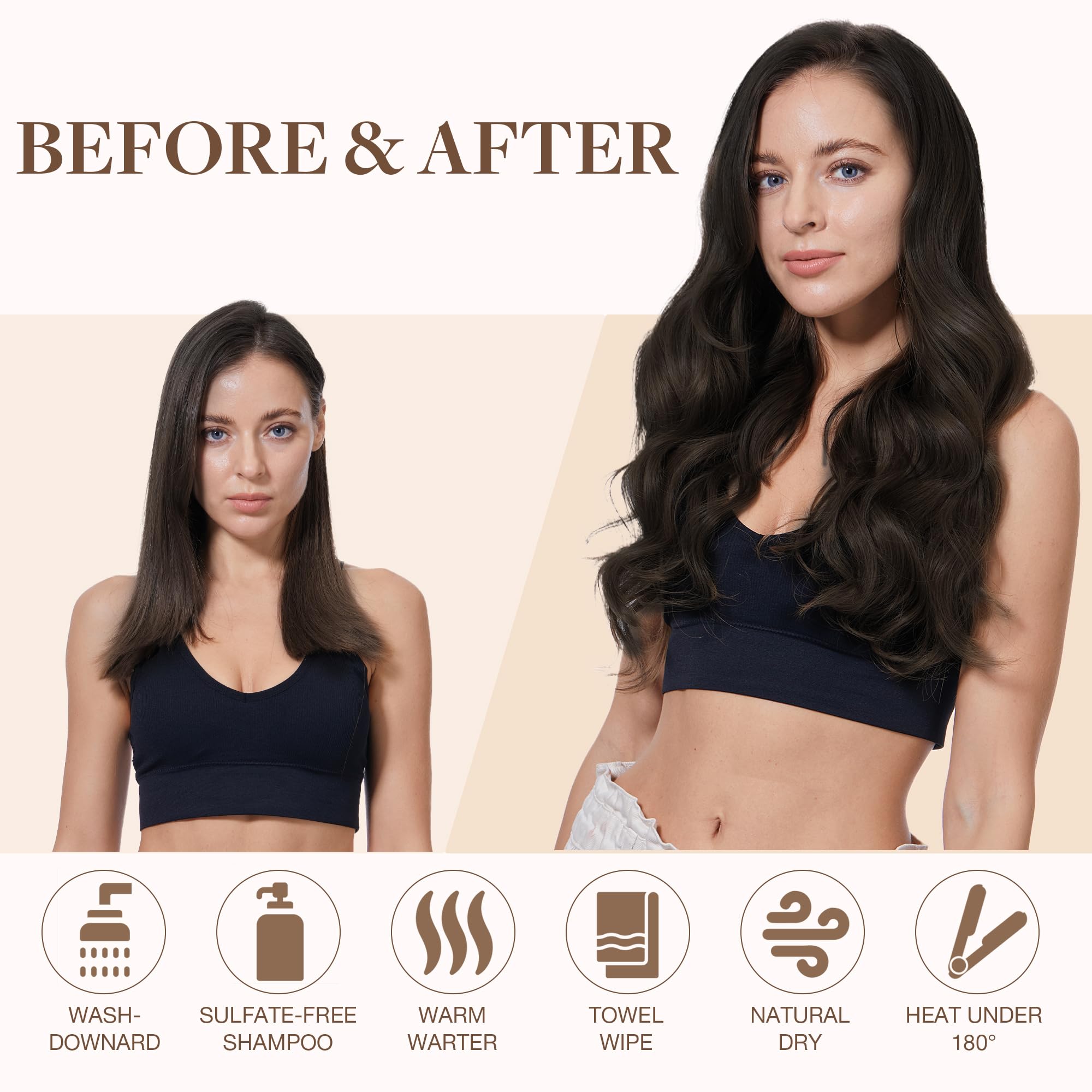 GOO GOO Sew-in Extensions care guide page highlights easy maintenance