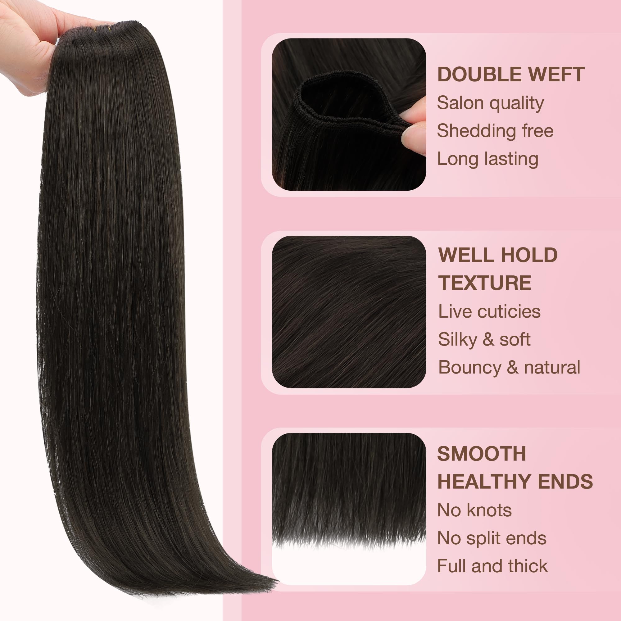 GOO GOO Sew-in Extensions silky texture close-up highlights smooth styling