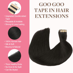 GOO GOO Tape in Hair Extensions shows 20 inch length for added fullness