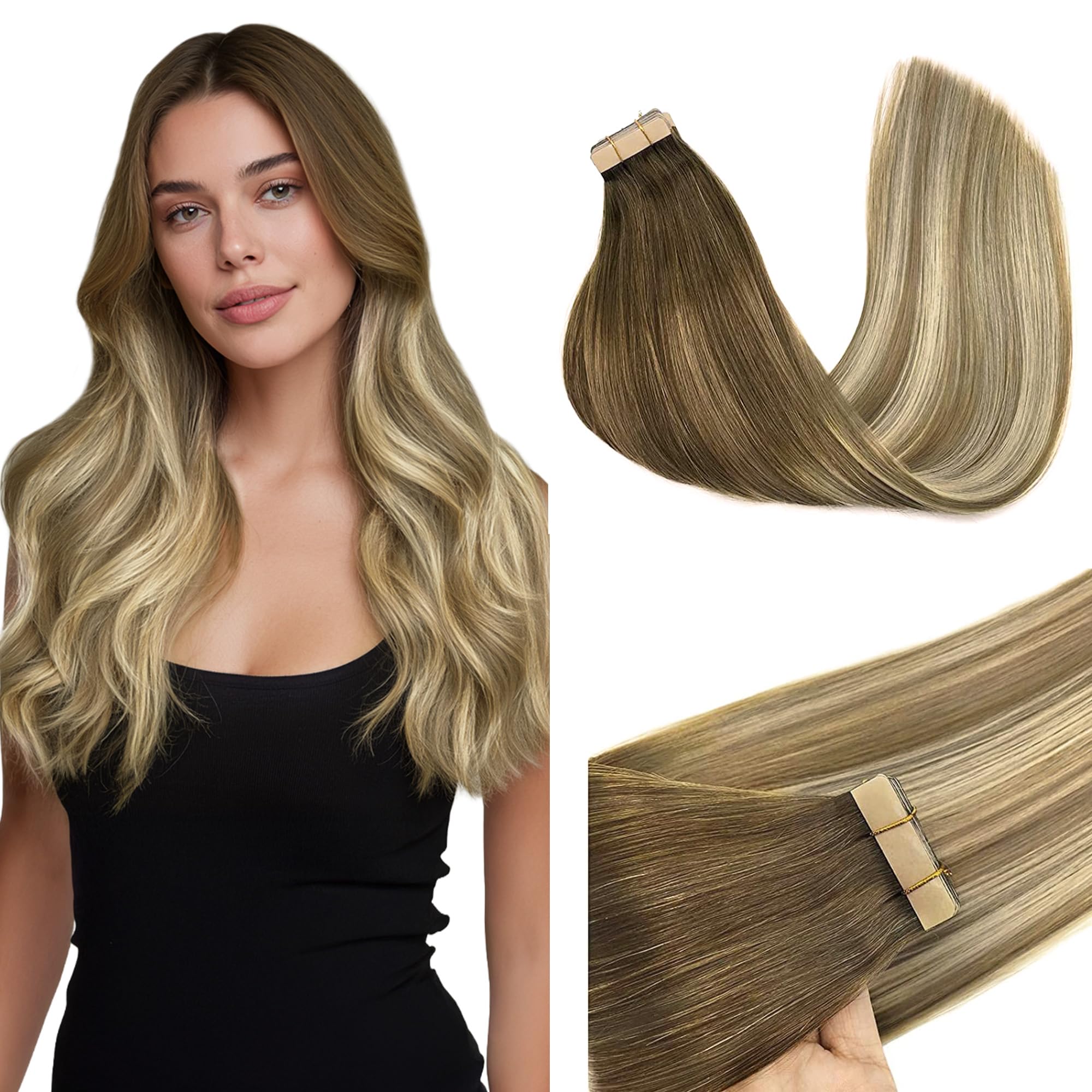 GOO GOO tape-in extensions Remy hair closeup for natural blend