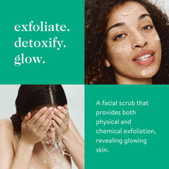good.clean.goop Fruit Exfoliating Scrub texture close-up demonstrating gentle buffing on skin.