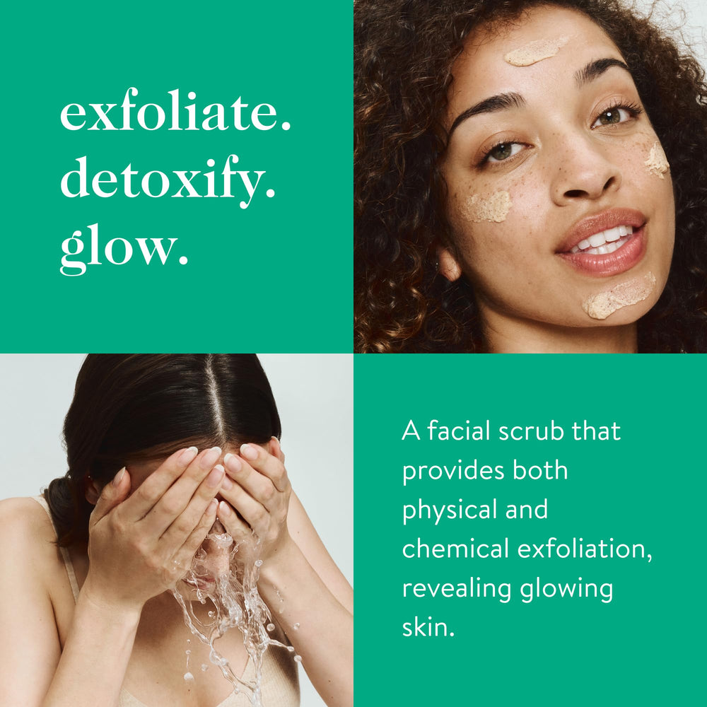 Good Clean Goop Fruit Facial Scrub being massaged onto skin for gentle exfoliation.
