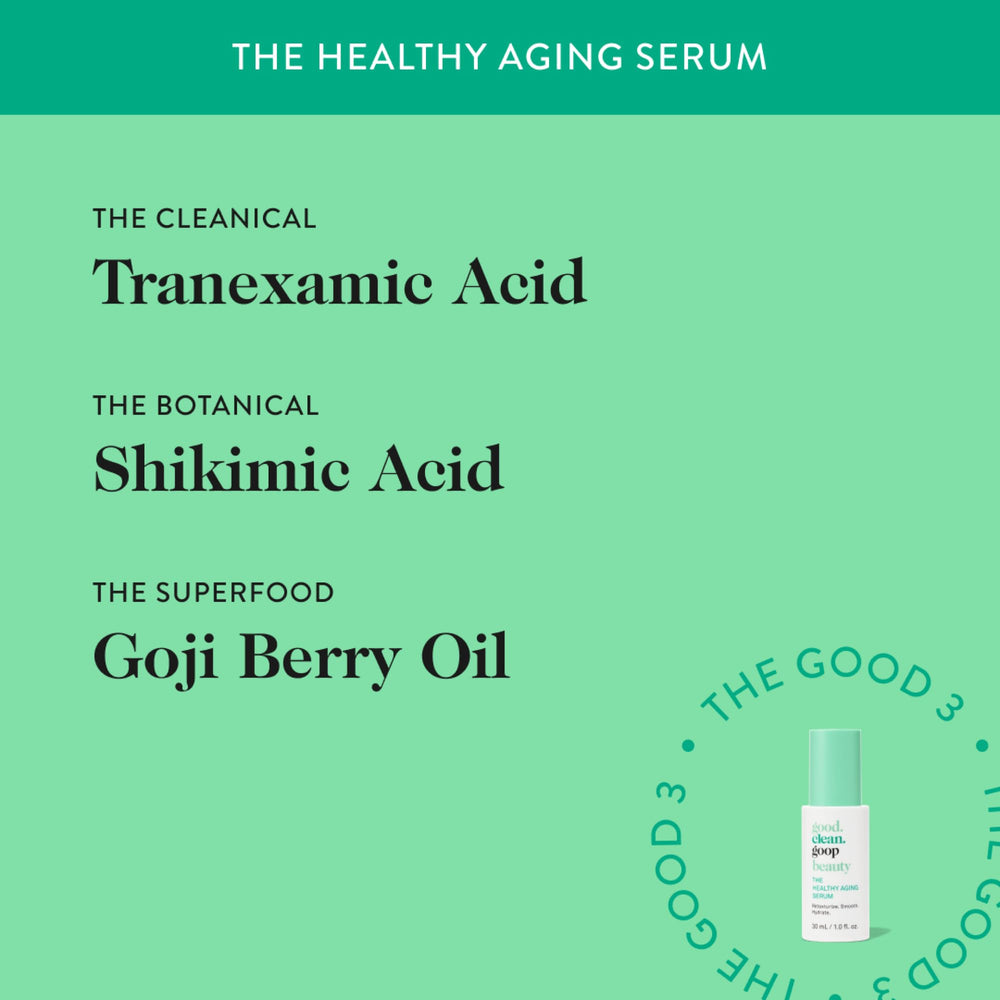 Silky texture swatch of Good Clean Goop Healthy Aging Serum on skin