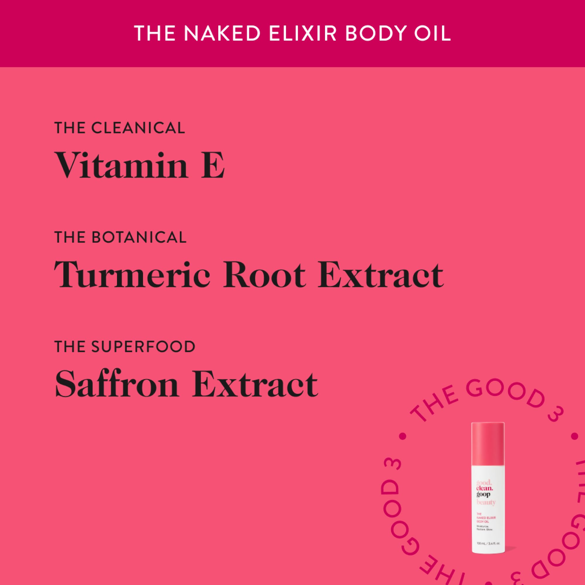Good Clean Goop Naked Elixir applied on skin demonstrates moisture sealing