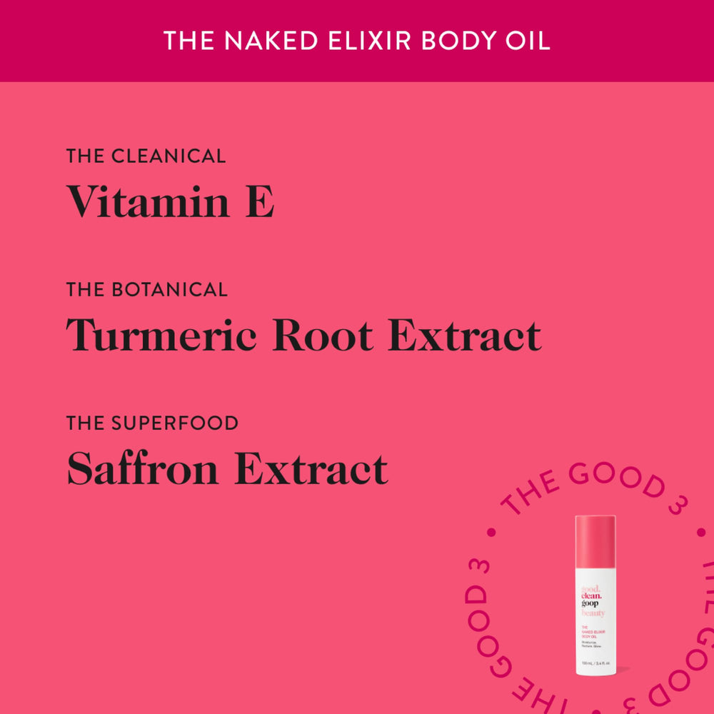 Good Clean Goop Naked Elixir applied on skin demonstrates moisture sealing