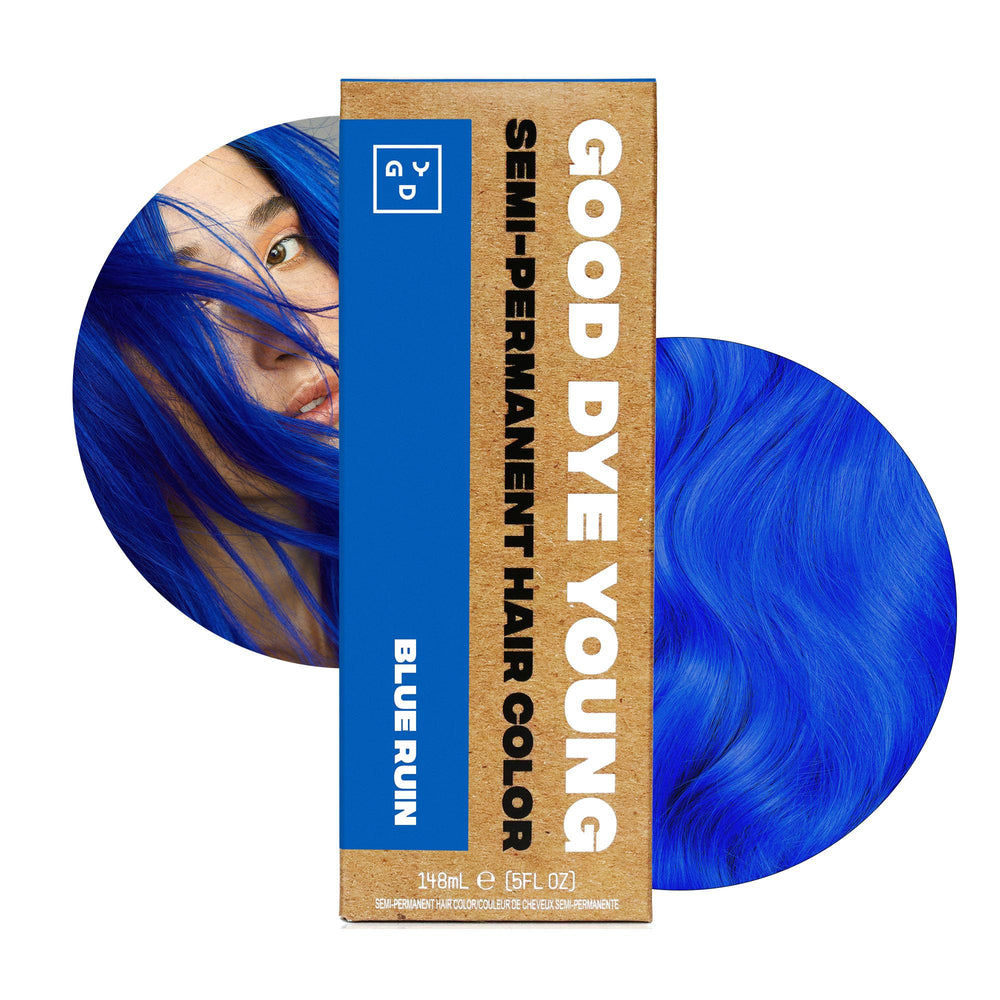 Good Dye Young Blue Ruin bottle – vibrant semi-permanent color for at-home dyeing.