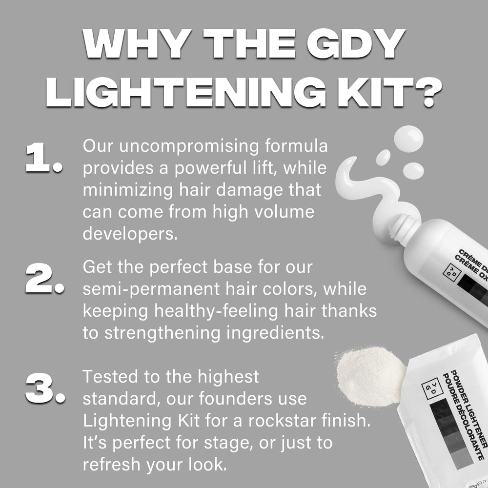 Good Dye Young coconut oil conditioning maintains moisture during lightening.