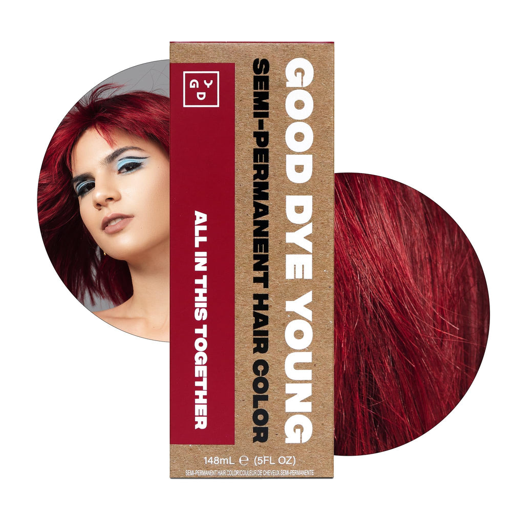 Good Dye Young red hair color bottle with vibrant shade and conditioning.