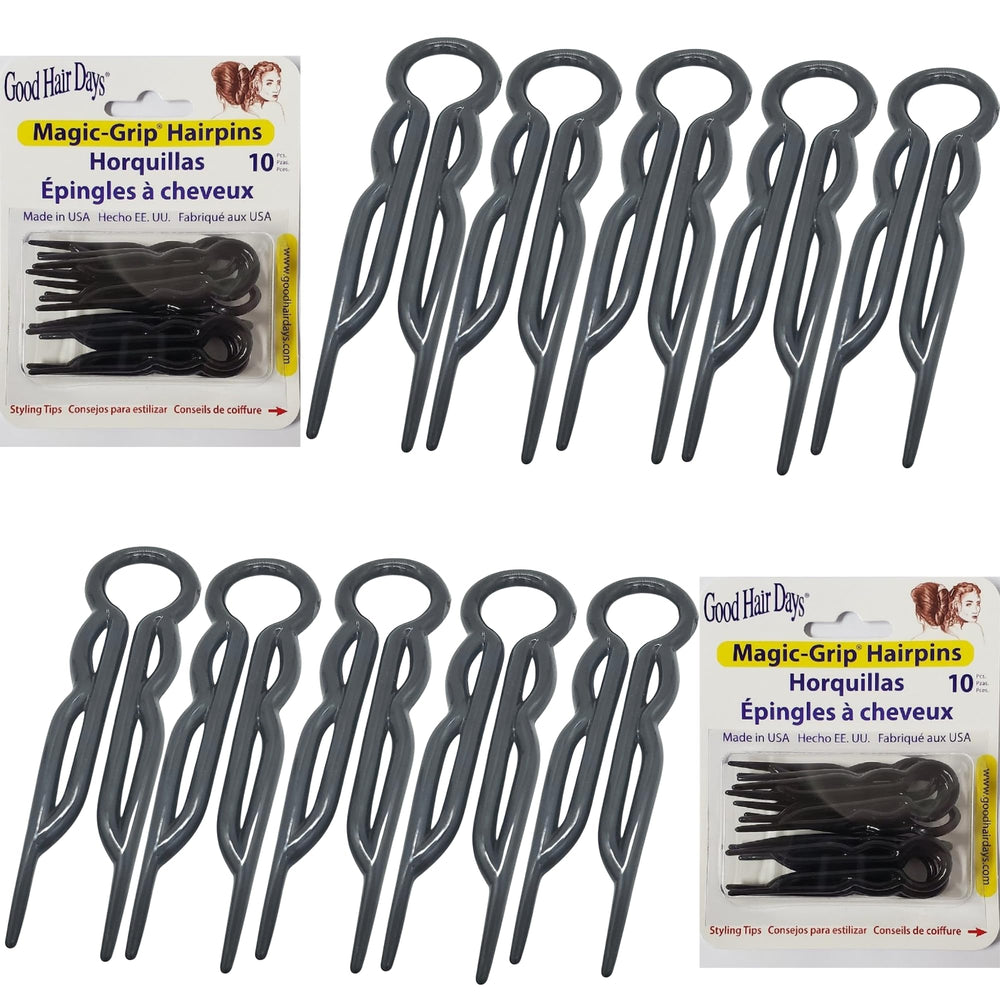 Good Hair Days hair pins 2.5-inch set close-up showing strong grip and sleek black finish.