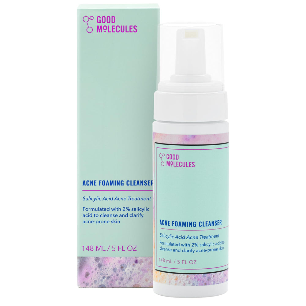 Good Molecules Acne Foaming Cleanser bottle for everyday gentle cleansing and clear-looking skin.