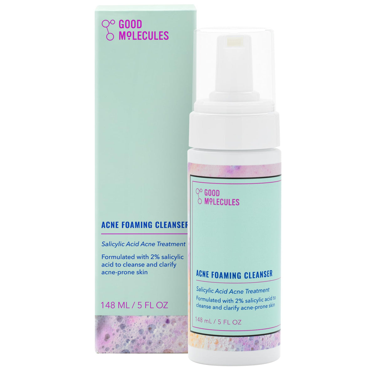 Good Molecules Acne Foaming Cleanser bottle for everyday gentle cleansing and clear-looking skin.