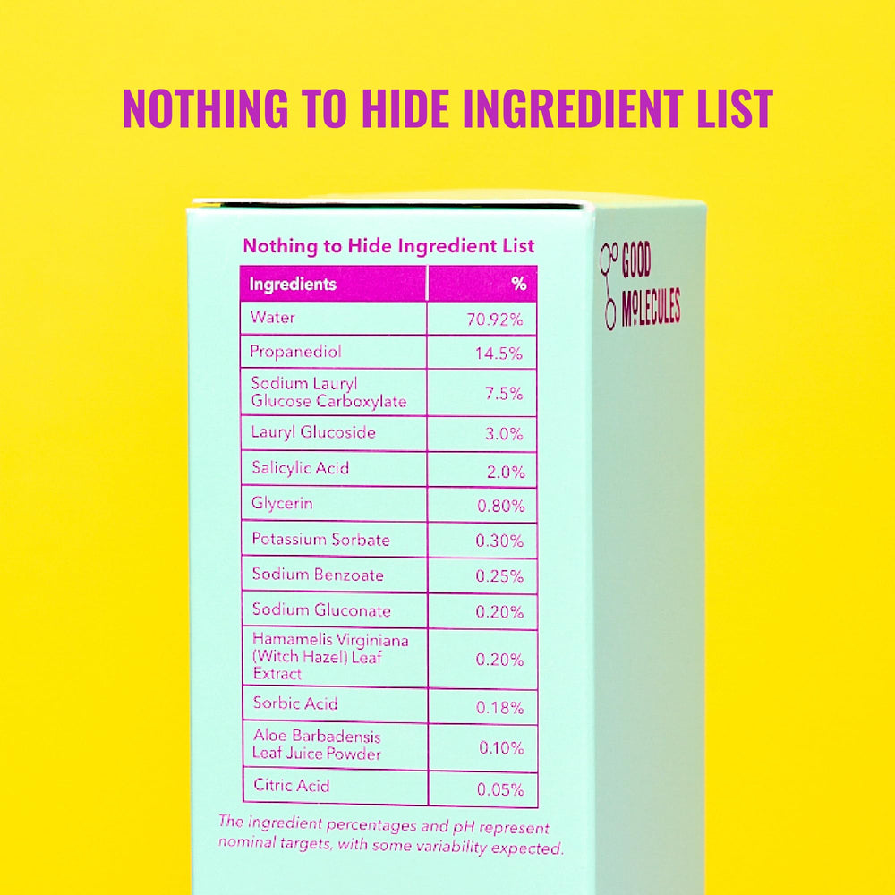 Good Molecules Acne Foaming Cleanser packaging highlights vegan and cruelty-free branding.