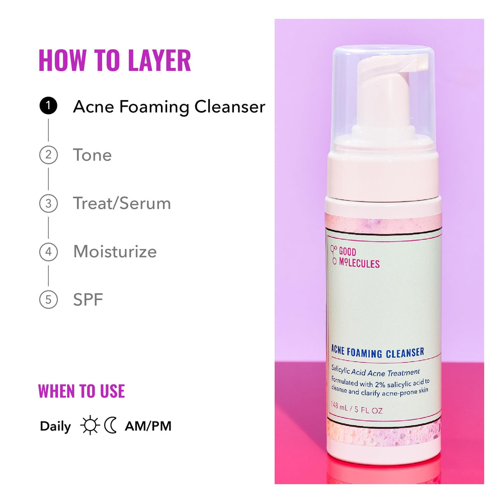 Good Molecules Acne Foaming Cleanser rinse action leaves skin soft after use.