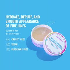 Good Molecules eye patches close-up showcasing translucent gel texture for hydration.