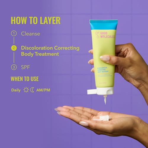 Good Molecules Discoloration Correcting Body Treatment application on arm for even tone.