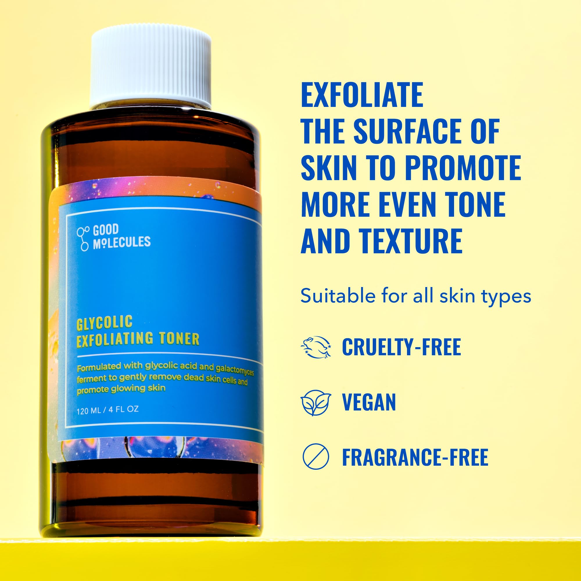 Good Molecules Glycolic Exfoliating Toner cotton-pad application supports a simple nightly routine