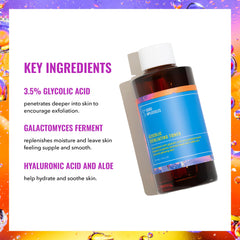 Good Molecules Glycolic Exfoliating Toner drops on skin show surface renewal potential