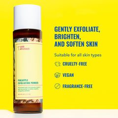 Good Molecules Pineapple Exfoliating Powder dispensing demonstrates controlled texture for creamy foam