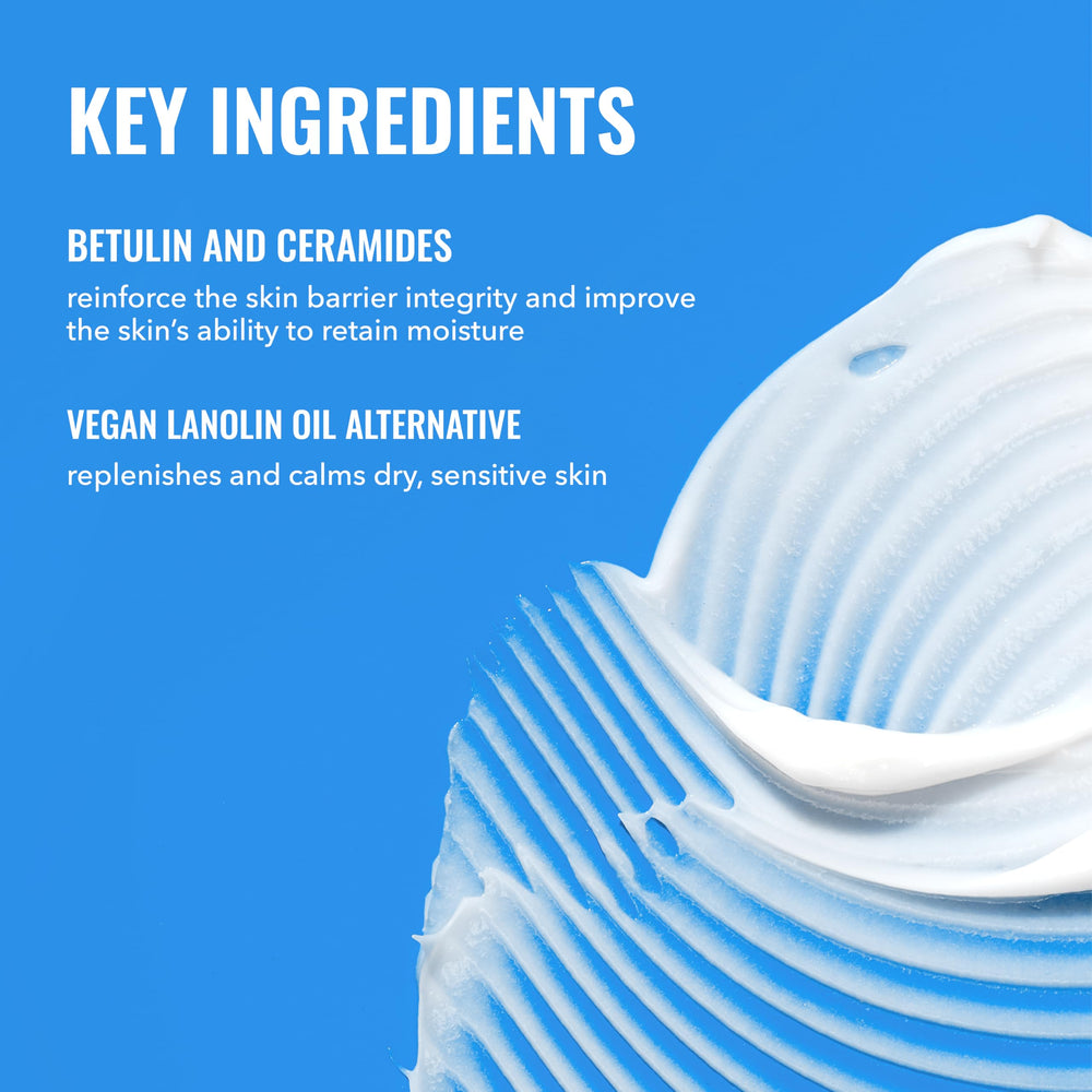 Good Molecules Rich Cream with Ceramides bottle-application demonstrates quick absorption for morning skincare.