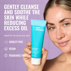 Good Molecules Soothing Azelaic Acid Cleanser creamy texture close-up highlights non-foaming, mild cleansing.