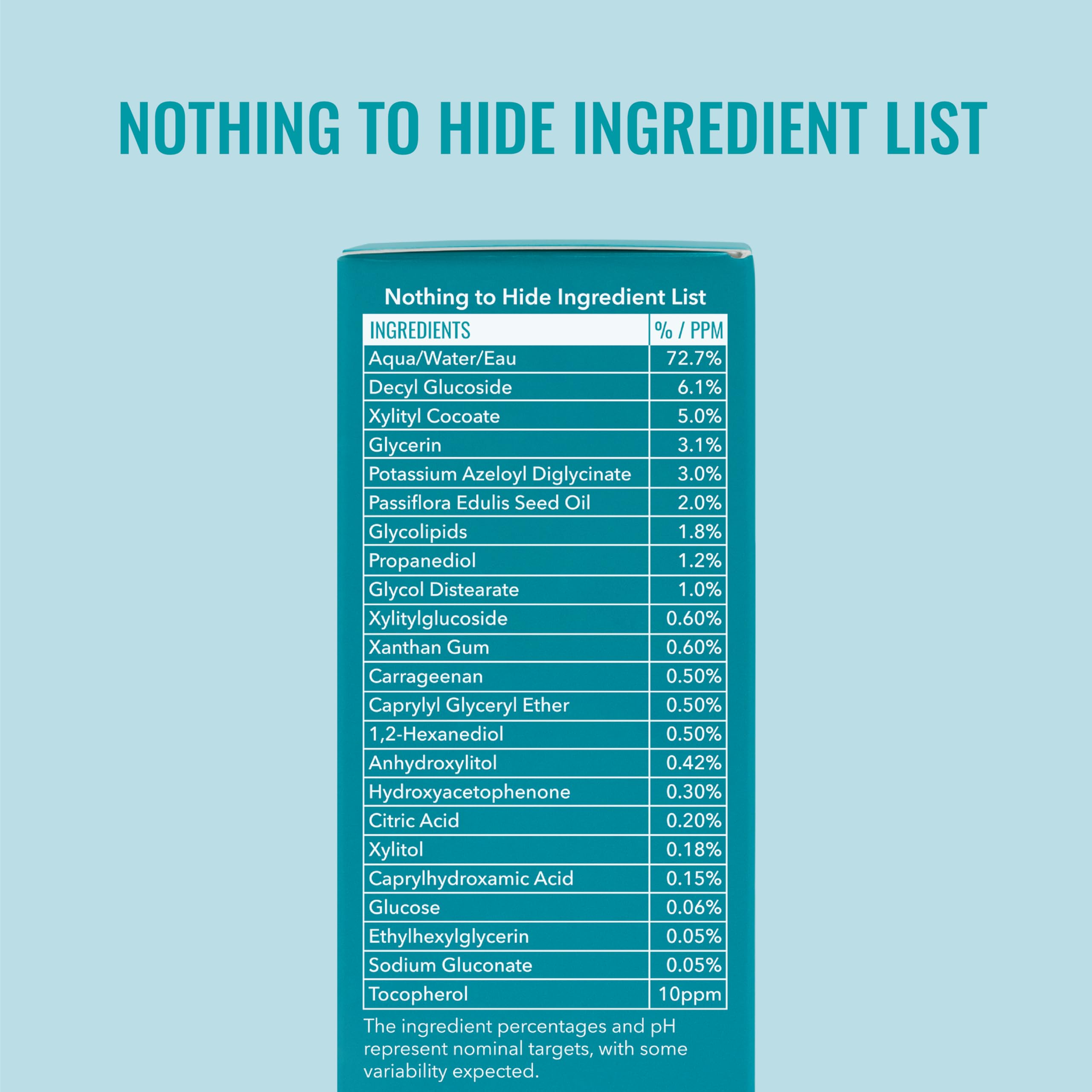 Good Molecules Soothing Azelaic Acid Cleanser ingredients list highlights natural sugar complex and calming oils.