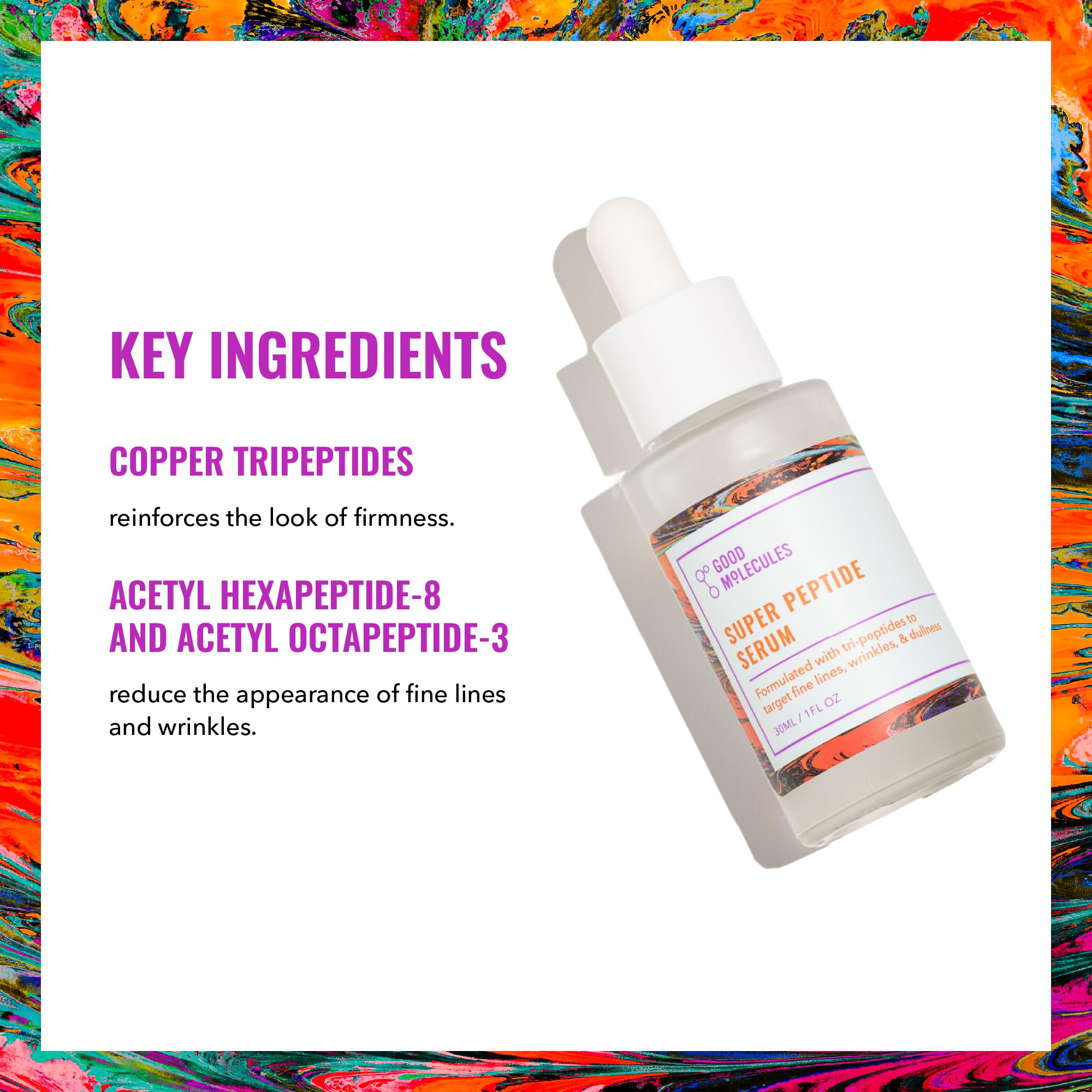 Good Molecules Super Peptide Serum on skin showing smooth, plump-looking texture
