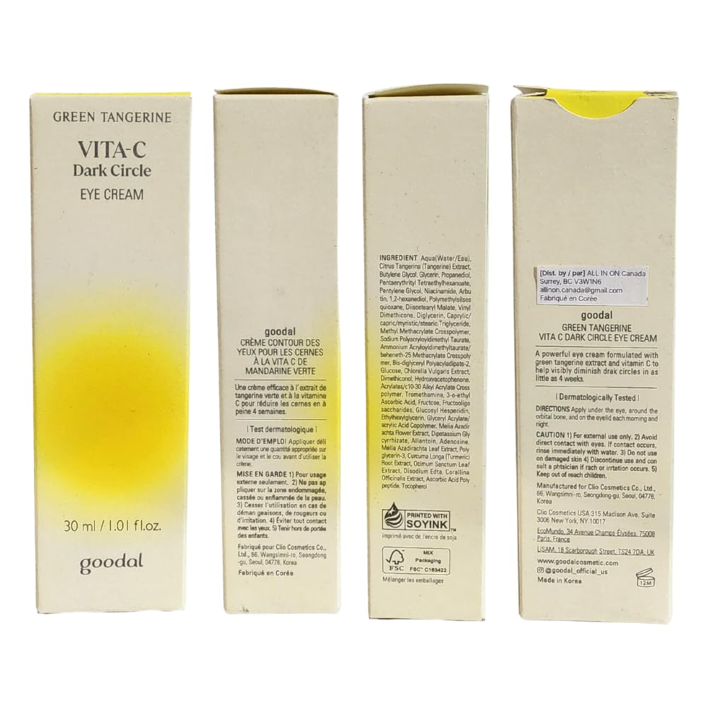 GOODAL Green Tangerine Eye Cream clinical study notes suggesting potential improvement
