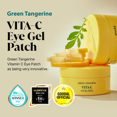 GOODAL Green Tangerine Eye Patches hydrogel texture close-up showing hydration.