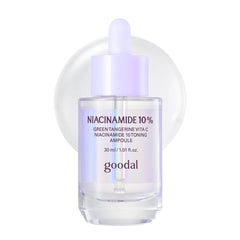 GOODAL Green Tangerine Vita C Niacinamide 10 Toning Ampoule bottle for radiant texture