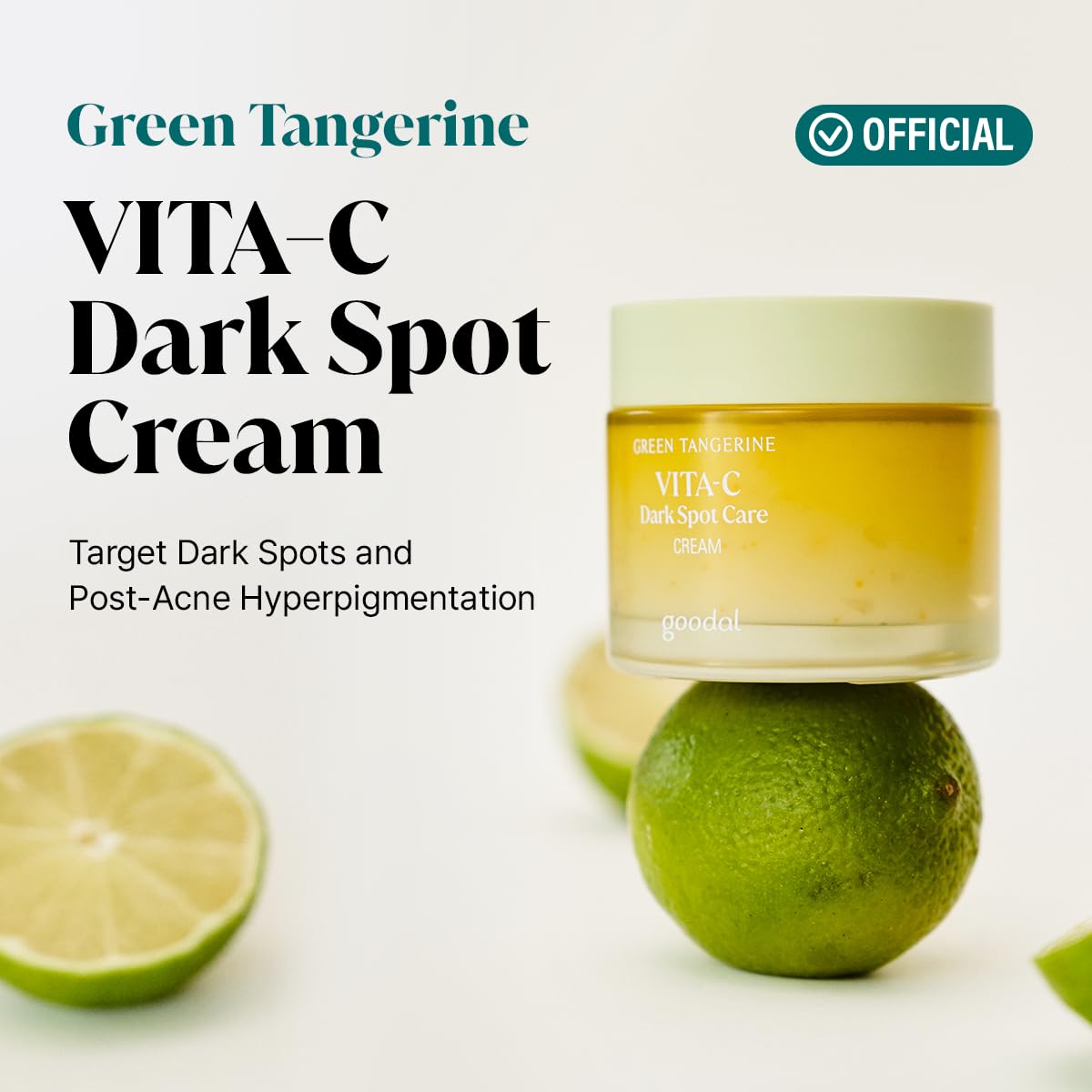 GOODAL Green Tangerine Vitamin C Cream texture swirl shows creamy consistency for even-toned, dewy-looking skin