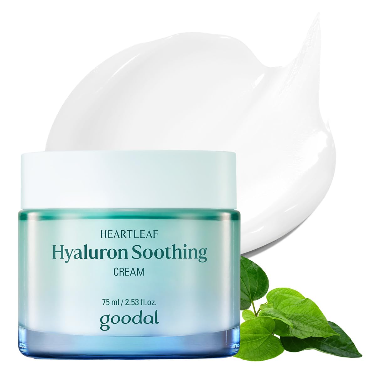 GOODAL Heartleaf Hyaluron Cream tube closeup highlighting rich hydration for sensitive skin