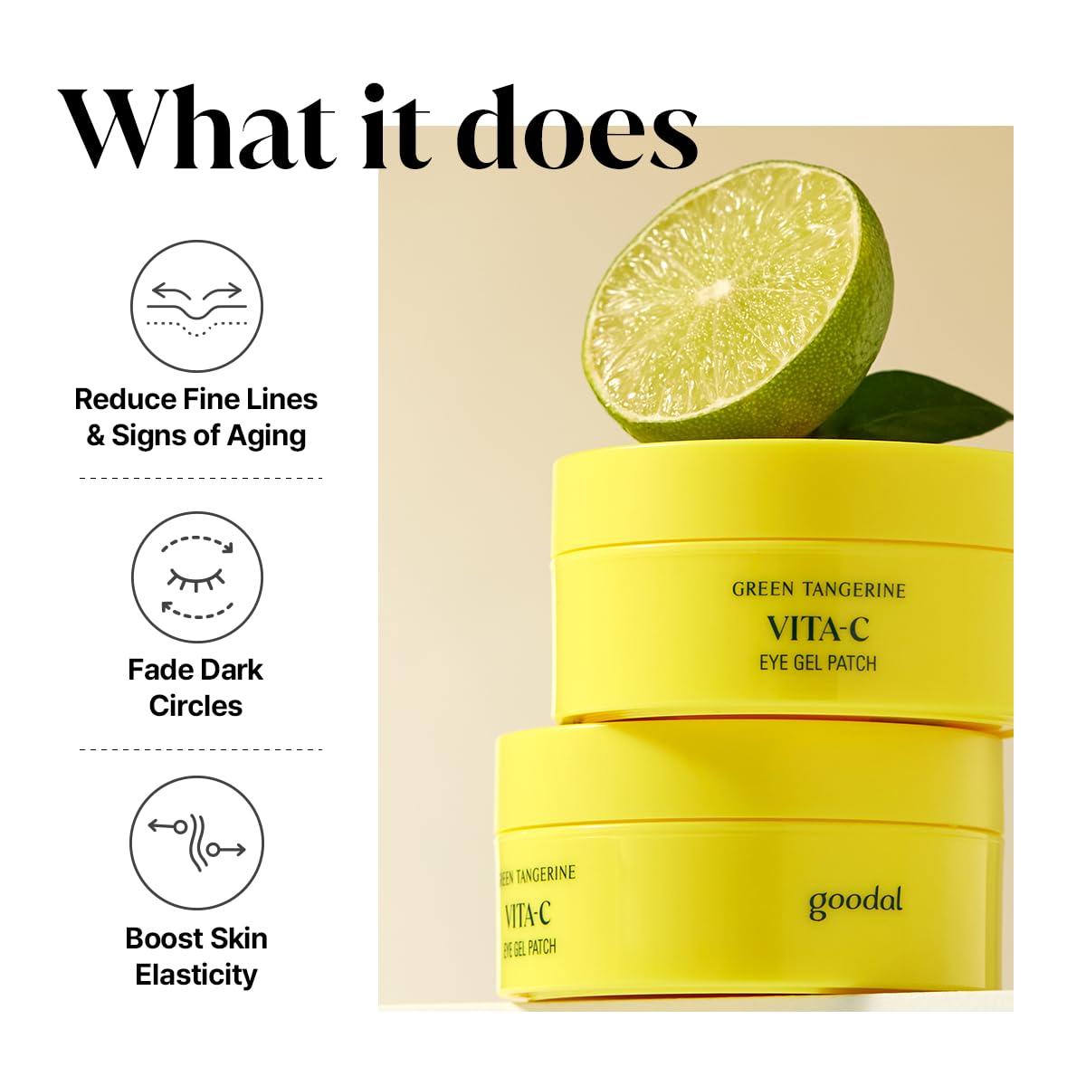 GOODAL Vitamin C Eye Patches brightening serum close-up for the under-eye area.