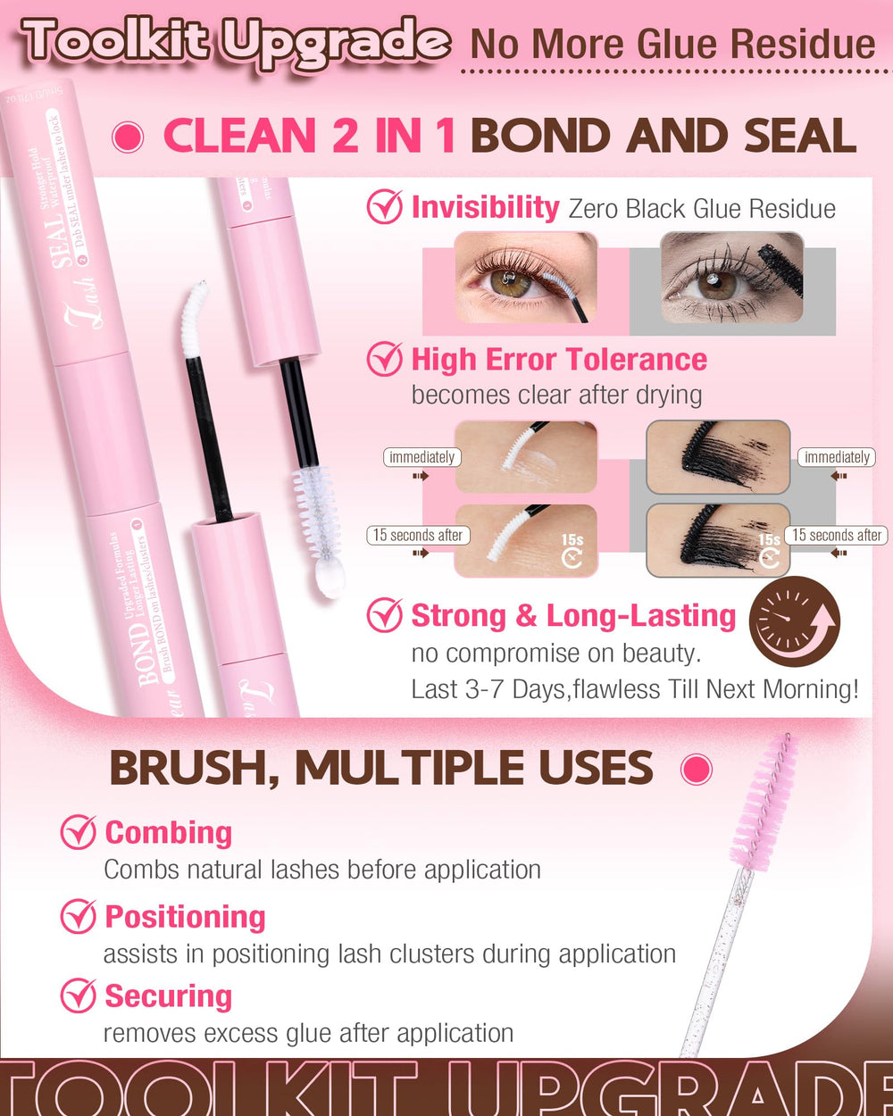 Goddvenus clear waterproof lash cluster glue close up for strong clean hold