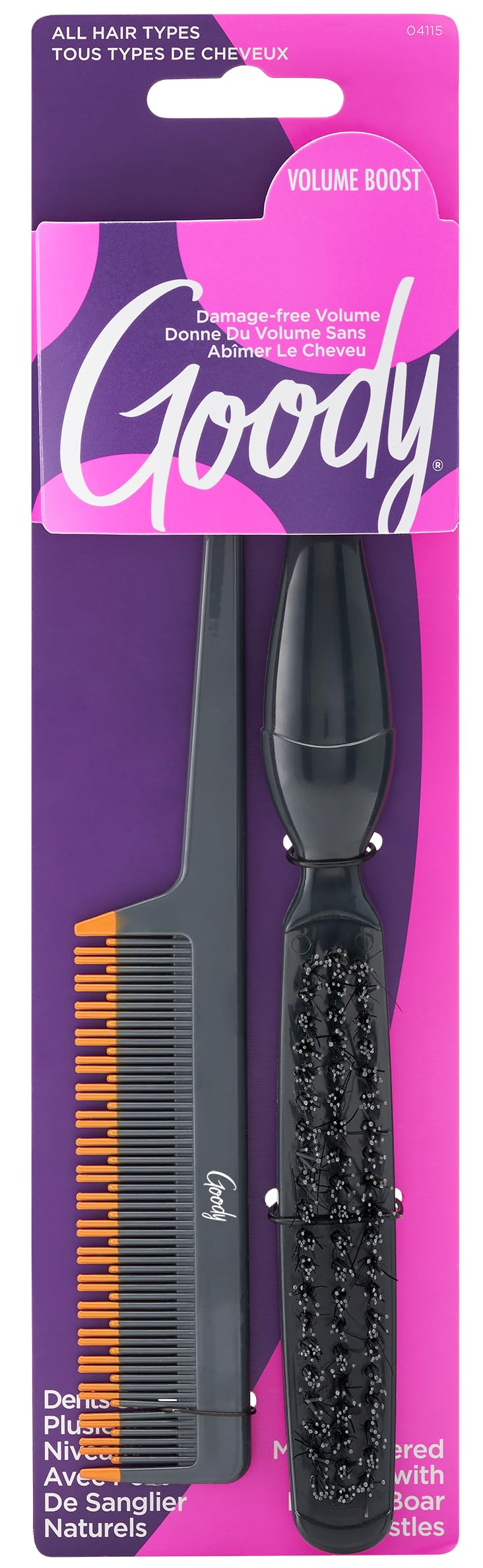 Goody Volume Boost teasing brush close-up for natural root lift and volume