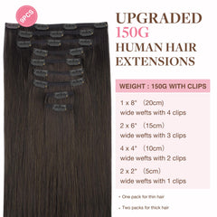 GOO GOO clip-in extensions 2 dark brown color for natural blend.