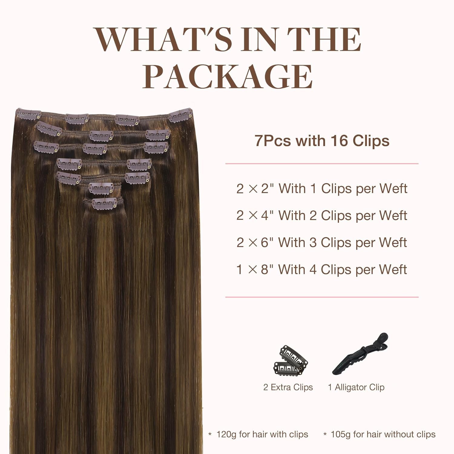 GOO GOO seamless clip-in extensions with silicone-backed clips for secure wear.