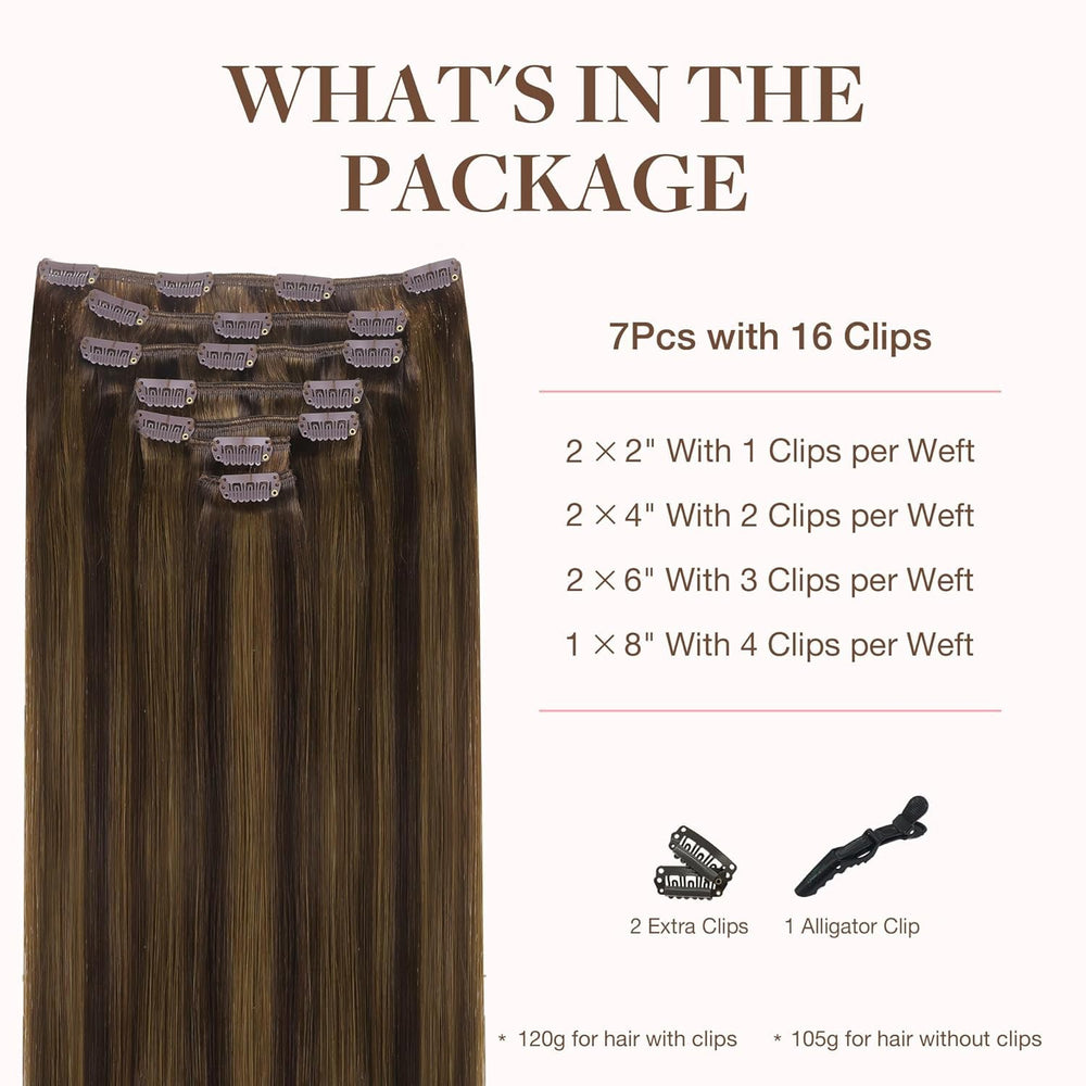 GOO GOO seamless clip-in extensions with silicone-backed clips for secure wear.