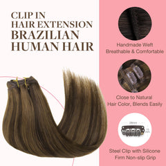 GOO GOO clip-in hair extensions 18-inch length for added length.