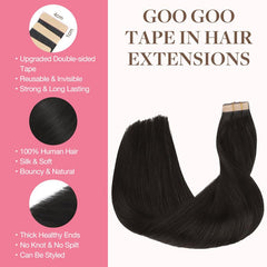 GOO GOO 22-inch skin-weft extensions deliver seamless, invisible application for comfortable wear.