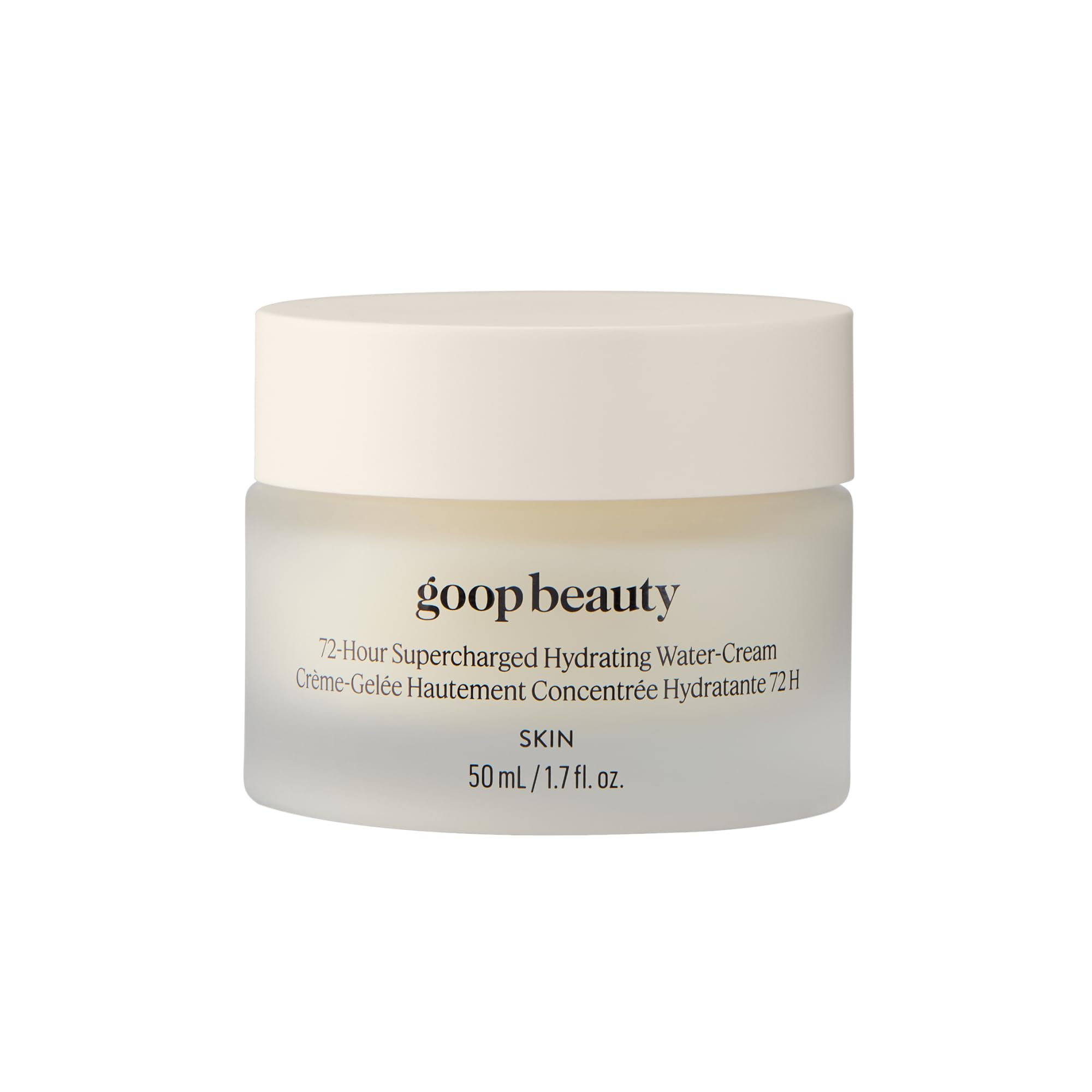 goop Beauty 72-Hour Hydrating Water Cream bottle showing long-lasting moisture
