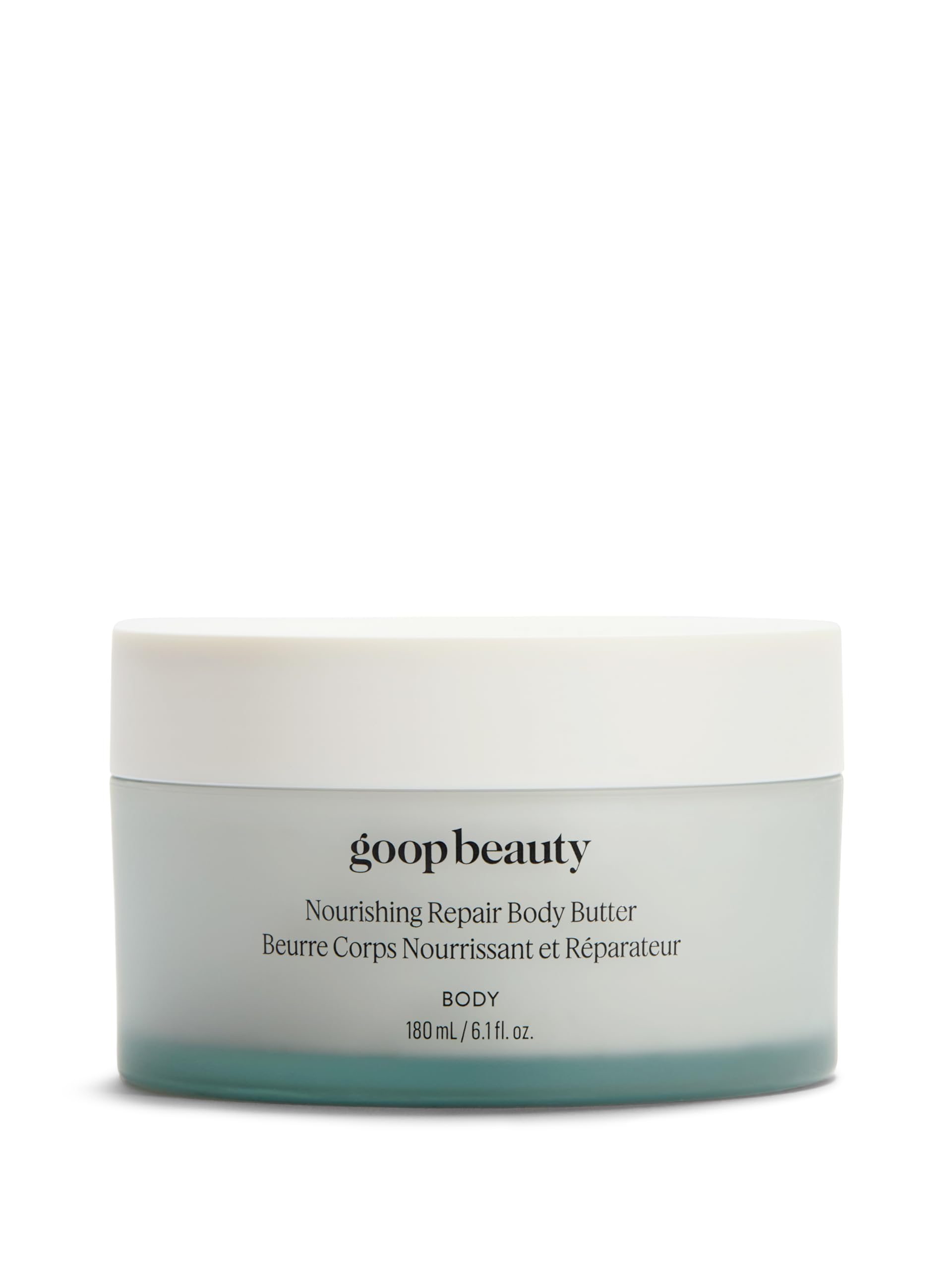 goop Beauty Body Butter jar close-up highlighting rich hydration for dry skin