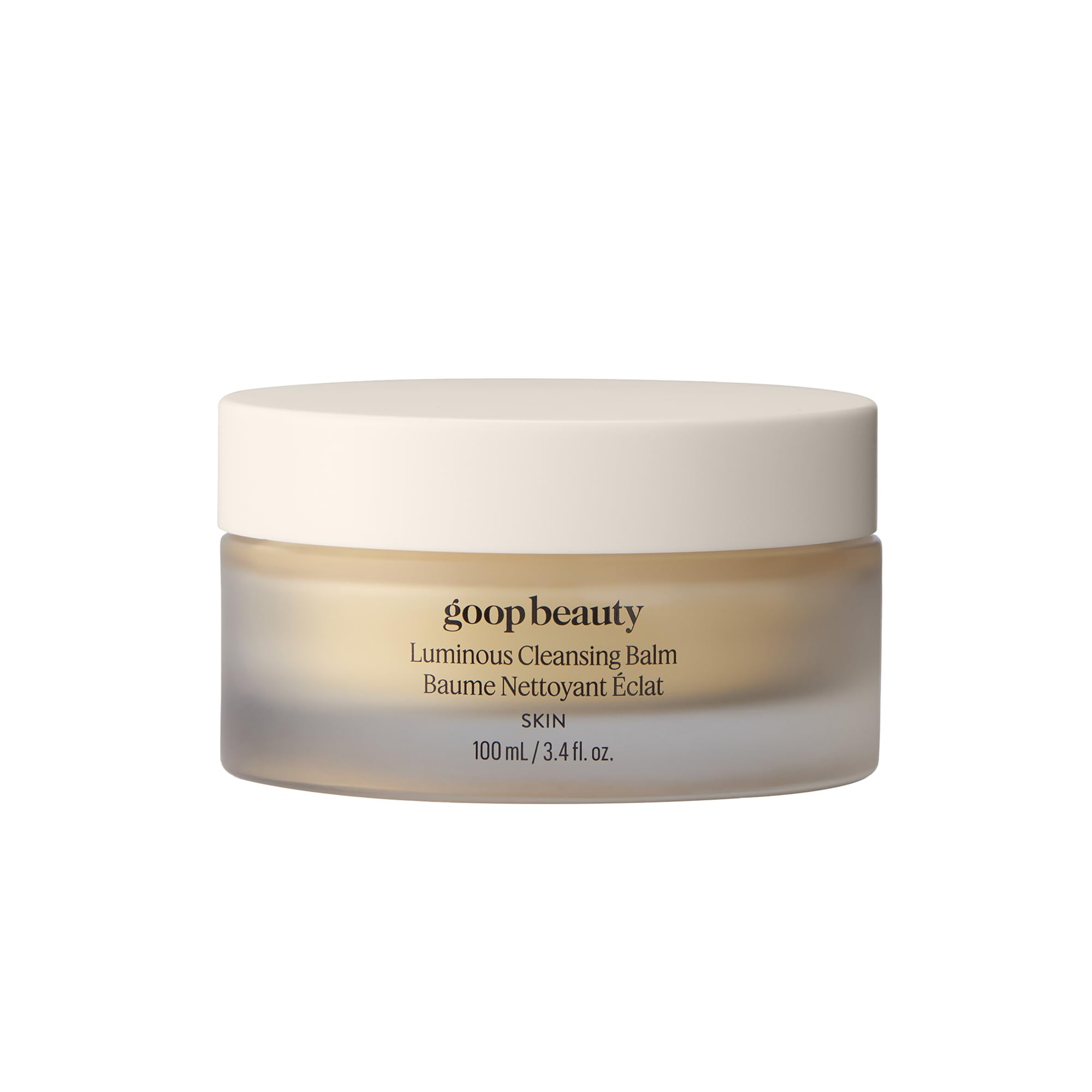 Goop Beauty Cleansing Balm packaging shown for premium makeup removal ritual.