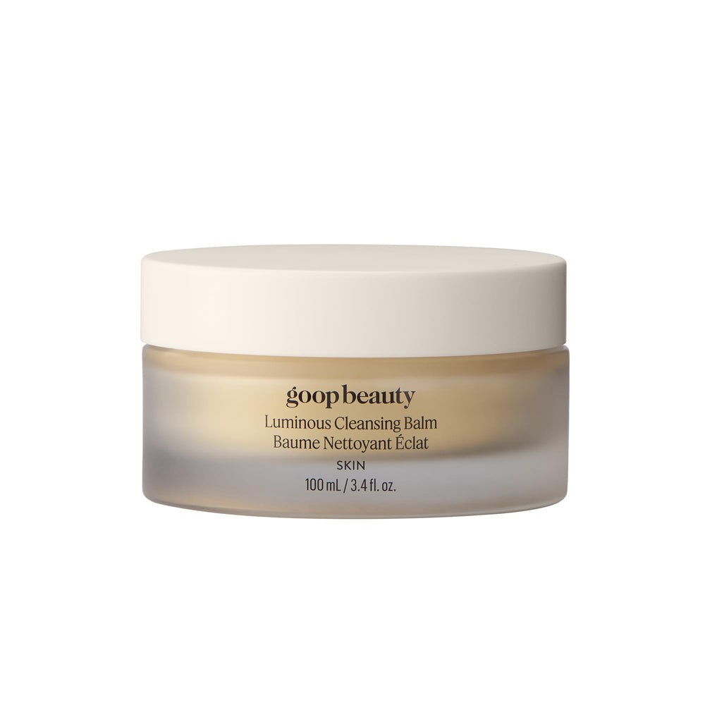 Goop Beauty Cleansing Balm packaging shown for premium makeup removal ritual.